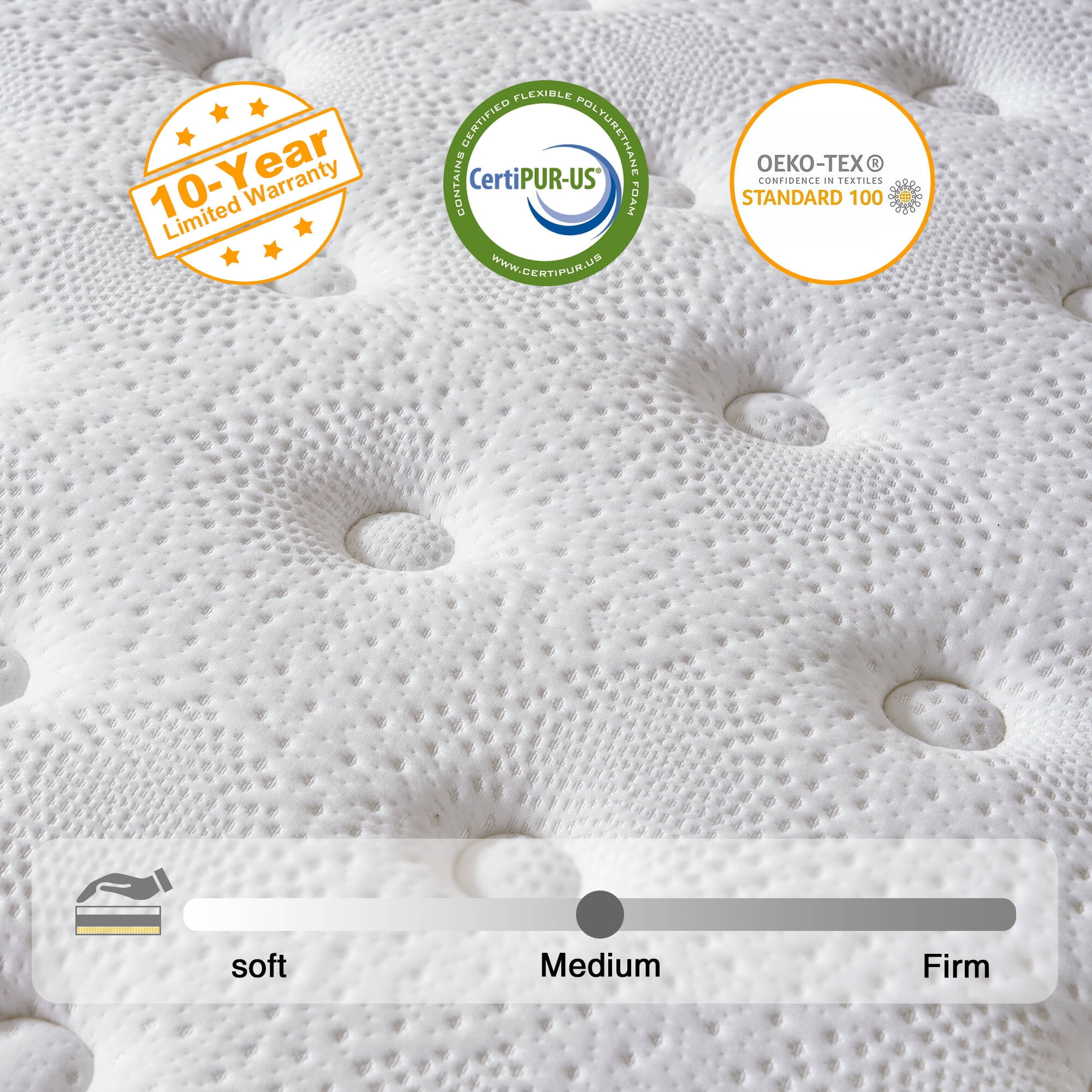 Madevos 10 inch Twin Mattress in a Box,Breathable Memory Foam & Individual Pocket Spring Hybrid Mattress,Medium Support,White