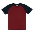 thumbnail image 1 of Ediodpoh Men’s Raglan Contrast T Shirt 230g Solid Color Retro Heavy Shoulder T Shirt Pure Cotton Matching Color Loose Short Sleeve Tops for Men Trendy Red XXL, 1 of 4