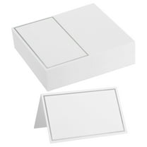 Uxcell 40pcs Place Cards, Line Border Printable Place Name Cards for Table Setting Wedding, White Silver Line