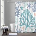 thumbnail image 5 of Summer Coral Ocean Bathroom Shower Curtain, Blue Purple Seashell Starfish Waterproof Washable Soft Bath Curtain for Bathtub Decor with 12 Hooks&Grommet, 60x72 Inch, 5 of 9