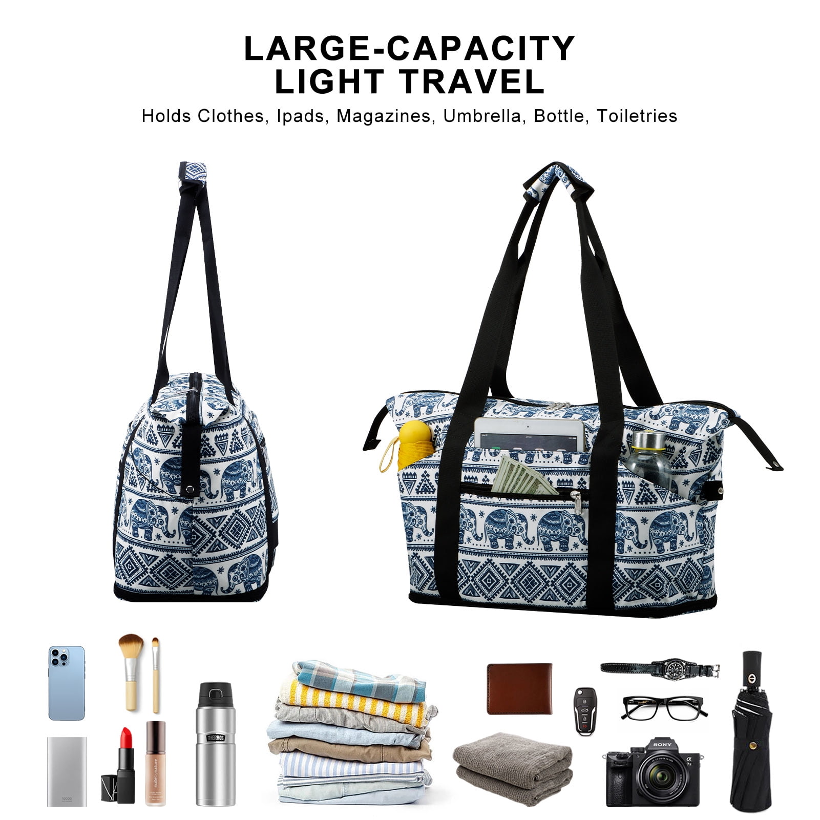 Duryarhall Foldable Multiple Pockets Sports Tote Handbag Single Shoulder Waterproof Travel Bag