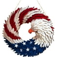 thumbnail image 3 of Mingqi wooden Brave Wings  Red White and Blue Flag Wreath, Summer Wreath with Garland, 3 of 7