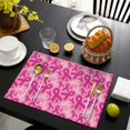 thumbnail image 3 of Pink Breast Cancer Summer Placemats Table Placemats Set Of 6-Linen Kitchen Washable Placemats Table Mats 11.8"x17.7" Non-Slip Heat Resistant, 3 of 5
