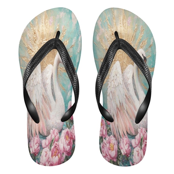 YAZAOOSummer Flip Flops Creatively Radiant Swan Serenade Simple Beach Sandals