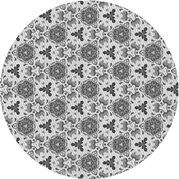 Ahgly Company Machine Washable Indoor Round Transitional Dim Gray Area Rugs, 6' Round