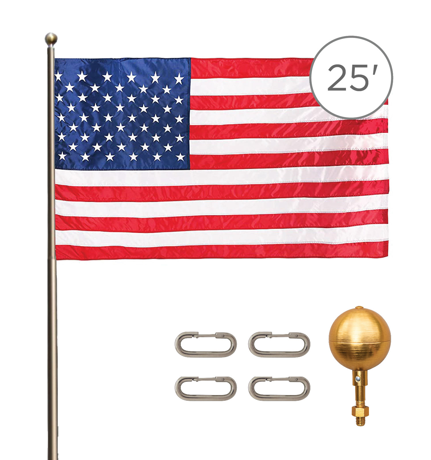 Titan Telescoping Flag Poles, Heavy Duty Aluminum Flag Pole Kit, Kit