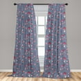 thumbnail image 5 of Ambesonne Romantic Curtains, Funny Raccoons Couple Cat, Pair of 28"x95", Red Pink and Blue Grey, 5 of 5