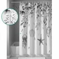 thumbnail image 4 of Jellyfish Starfish Shells Shower Curtain, 36" x 72", Gray Leaf Summer Ocean Waterproof Bathroom Curtain Washable Shower Curtain Set with 12 Hooks, 4 of 6
