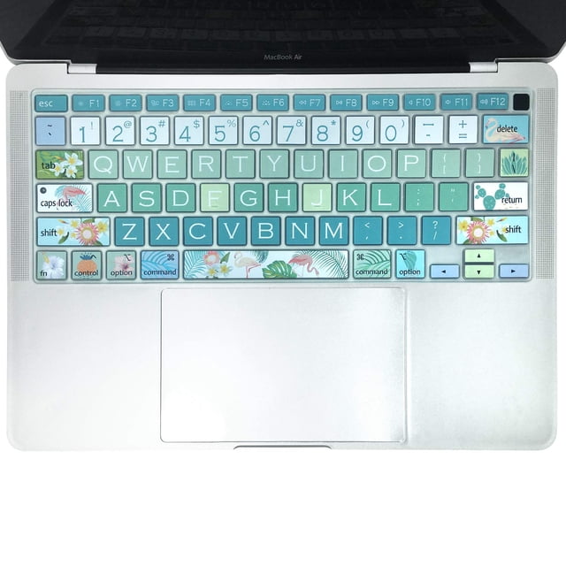 SANFORIN Keyboard Cover Protector for 2020 Apple MacBook Air 13.3 inch (Model: A2179, A2337 M1 Chip, US Layout) with Touch ID, Silicone Skin Keyboard Protector with Floral Design, Flamingo