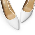 thumbnail image 6 of Burudani Women's High Chunky Heel Pump Closed Toe Block Heels Slip On Dress Pumps Shoes WHITE Size 10, 6 of 9