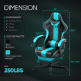 thumbnail image 3 of Soontrans Gaming Chair with Footrest Ergonomic Office Chair with Massage Lumbar Pillow, Reclining Gamer Game Chair for Adults, Blue, 3 of 7