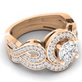 thumbnail image 2 of 1.30 Carat (ctw) 14K Rose Gold Round Cut White Cubic Zircona Ladies Bridal Swirl Split Shank Halo Engagement Ring With M, 2 of 4