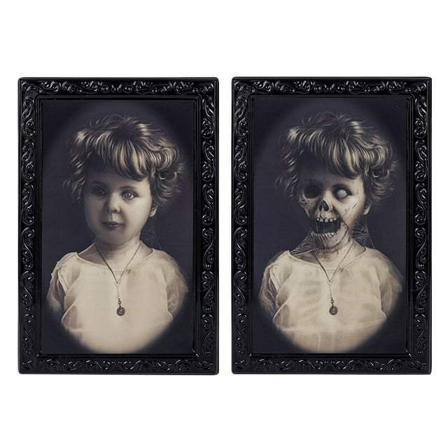 Marco de fotos de cara fantasma de personas en 3D, expresión de terror de Halloween, retrato en movimiento, marco de fotos, castillo, accesorios de decoración de Casa Encantada