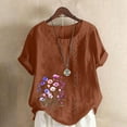 thumbnail image 2 of Summer Tops for Women Casual Short Sleeve Floral Print Blouses Plus Size Round Neck T Shirts Loose Fit Comfy Shirts Blusas De Mujer, 2 of 5