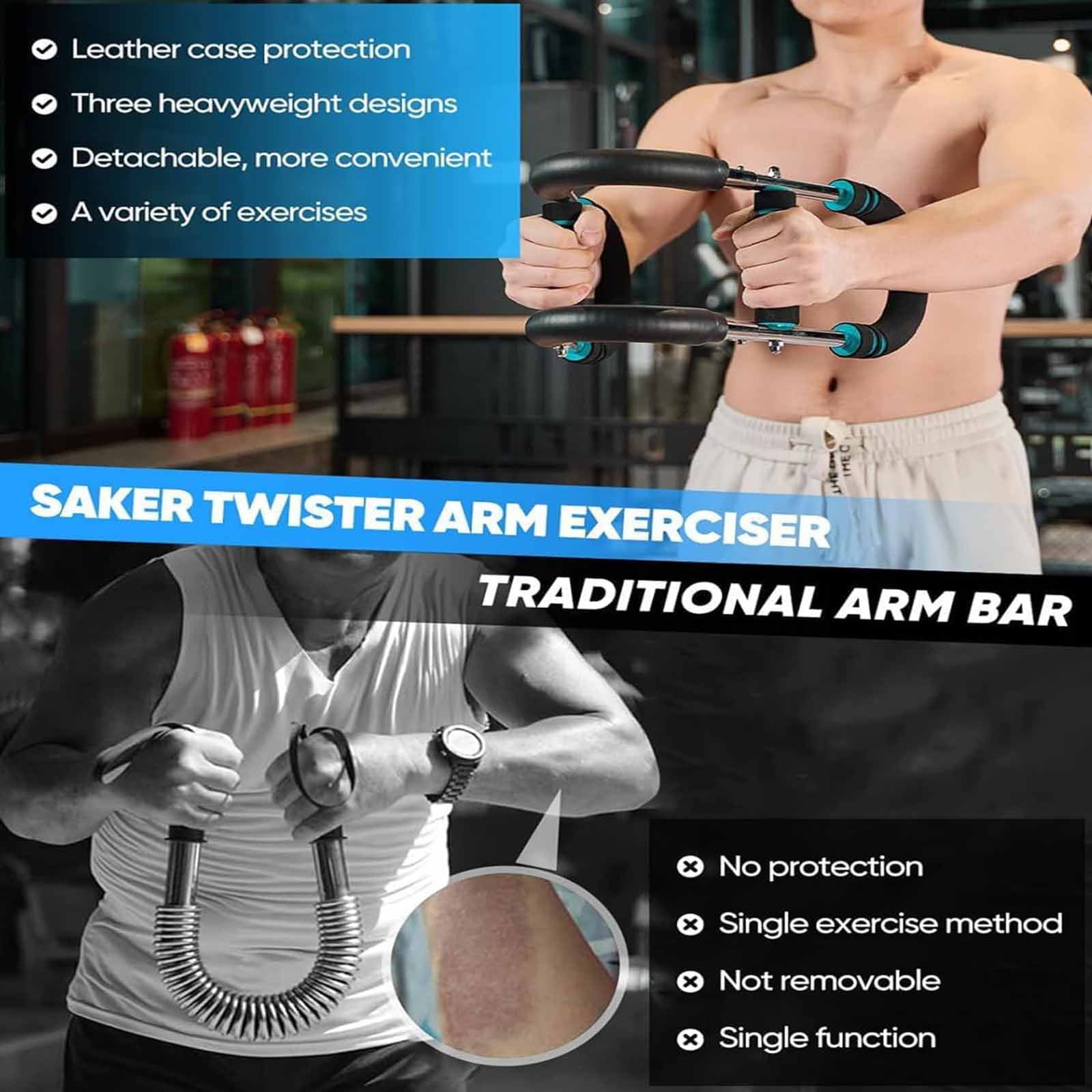 Twister Arm Trainer, 40-100lb Adjustable Chest Workout Equipment, Arm Trainer, Twister Arm Trainer, Portable Power Twister Bar, Detachable Design Fitness Anywhere