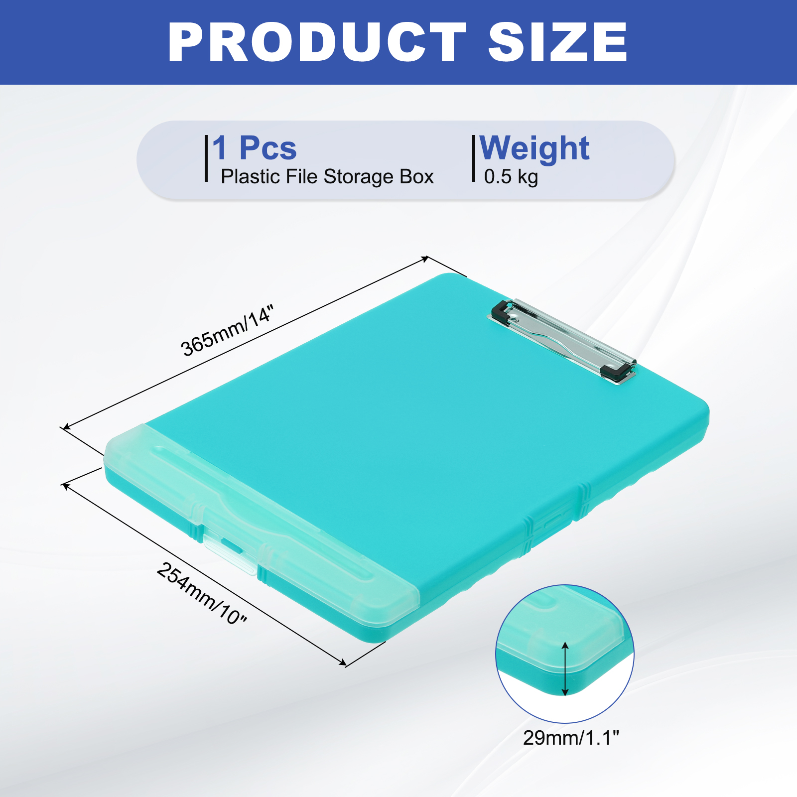 Uxcell 14'' x 10'' Metal Clipboard with Plastic Storage Large Capacity Clipboards Case for Writing Green