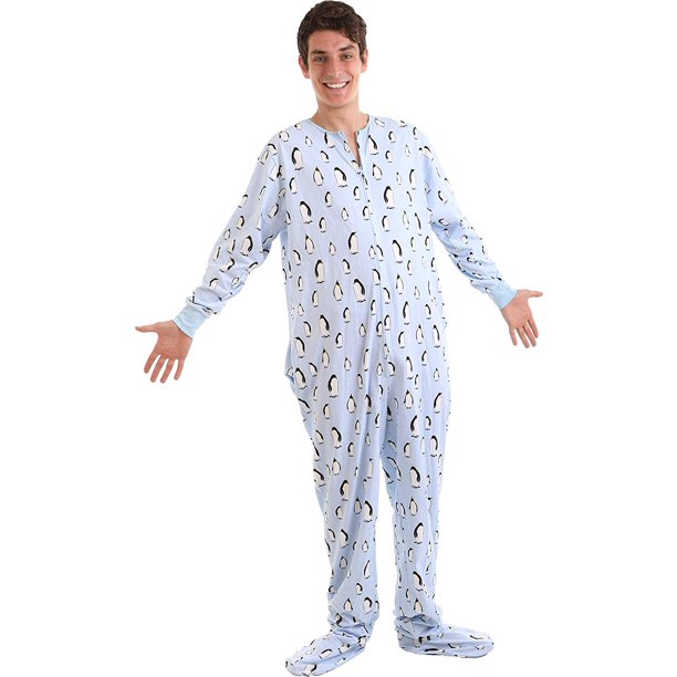 Unisex Footed Onesie Pajamas with Rear Butt Bum Flap