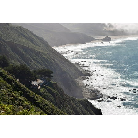 Canvas Print Big Sur Ocean California House Beach Roadtrip Stretched Canvas 10 x (Best Beach Houses In California)
