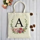 thumbnail image 4 of Bolsas de mano personalizadas con iniciales florales para mujer, letras A, bolsas de lona, ​​bolsas de comestibles reutilizables para damas de honor, bodas, despedidas de soltera, fiestas de cumpleañ JAMW Sencillez, 4 of 5