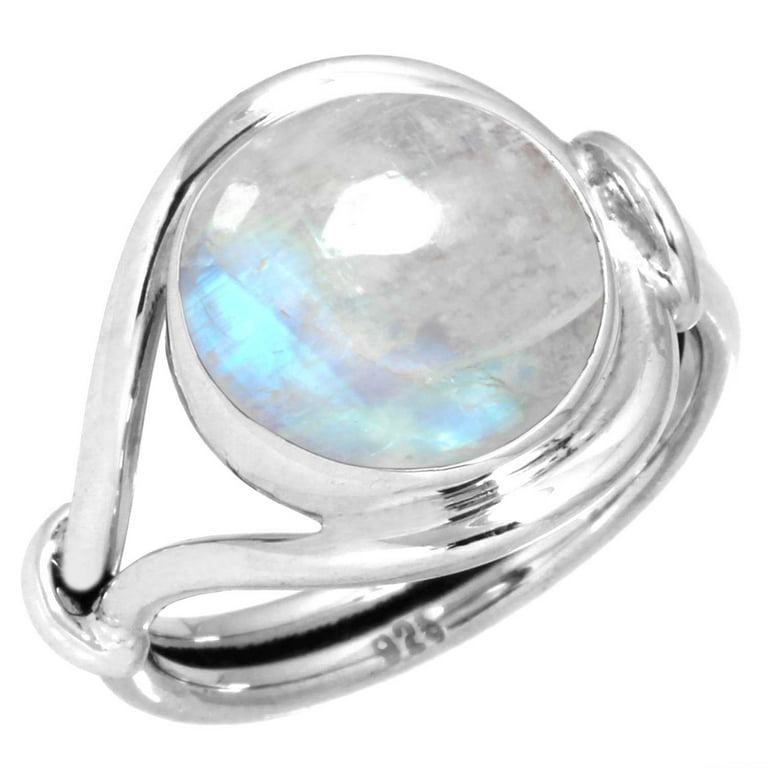 Solid Silver Real Gemstone ring ~ Sterling Silver Ring ~ Moonstone ring ~  Rose quartz ring ~ Turquoise ring ~ Statement ring ~ Boho Ring