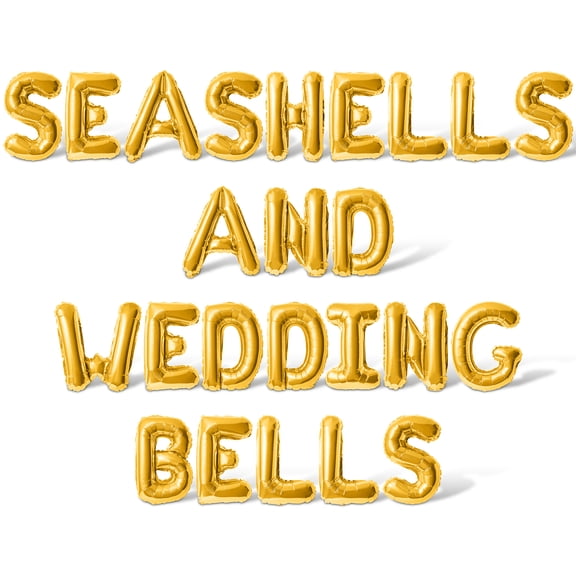 Letter Balloons - SEASHELLS AND WEDDING BELLS 16" Inch Alphabet Letters Foil Mylar Balloon Bachelorette Party Banner (Gold)