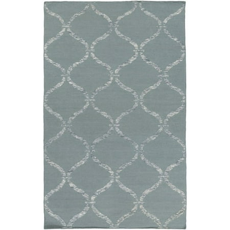 - 6' x 9' Egyptian Windows Slate Gray and Ivory White Area Throw Rug
