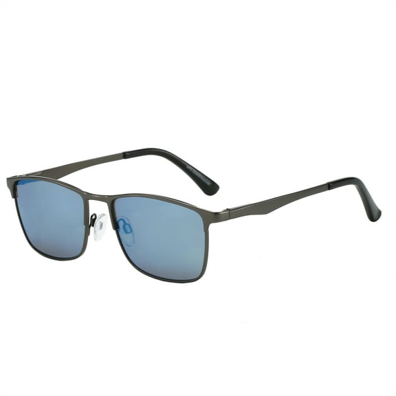 Piranha Eyewear Spectre Gray Metal Classic Sunglasses for Men and Women with Blue Mirror Lenses