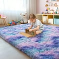 thumbnail image 3 of ZENELESS Large Fluffy Area Rugs for Living Room,8x10 Shag Rectangular Carpets for Bedroom, Tie-Dye Blue Rainbow, 3 of 7