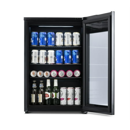 NewAir - 125-Can Beverage Cooler with Glass Door, Party and Turbo Modes, Cools to 23F, Digital Controls, Adjustable Shelves - Black