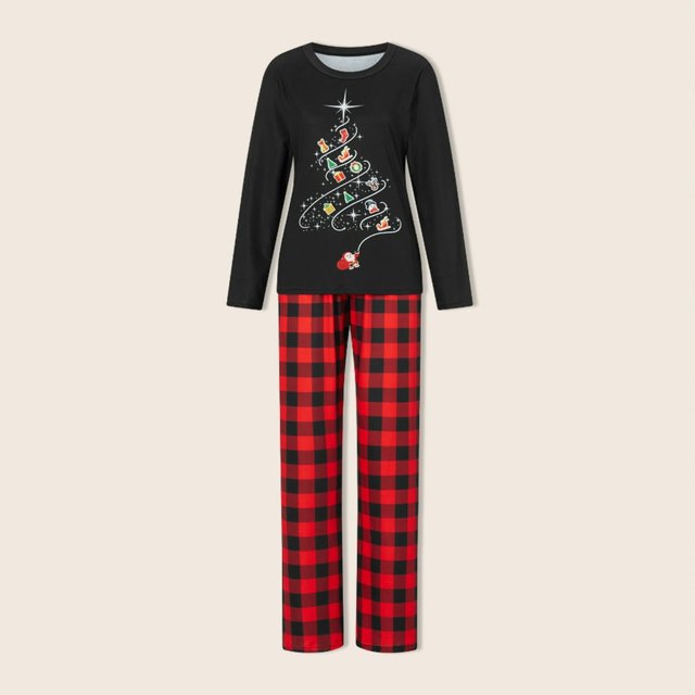 2 Piece Matching Set Tree Printed Casual Homewear Suit (Black 3M Baby)