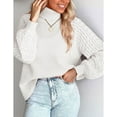thumbnail image 4 of Knit Sweaters for Women Mock Neck Pullover Sweater Long Sleeve Cable Knitted Chunky Pullover Sweater Tops Alsol Lamesa, 4 of 6