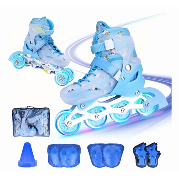 2en 1 Patines Ajustable,patines En Paralelo/línea Para Niños Modelo Azul