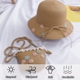 thumbnail image 4 of Conjunto de sombrero y bolso de paja para niñas, sombreros de fiesta de té para niñas, bolsos, gorras de vestir, bolsas, regalo para cumpleaños, verano, viajes en la playa, 4 of 5