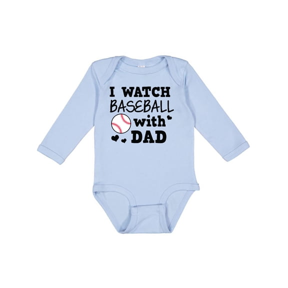 Inktastic I Watch Baseball with My Dad Boys or Girls Long Sleeve Baby Bodysuit
