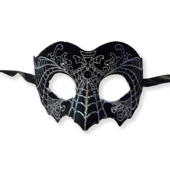 Black Silver Suede Leather Laser Cut Venetian Masquerade Prom Mask Goth
