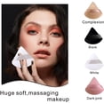 thumbnail image 4 of 6 pieces of velvet triangle powder puff facial soft makeup powder puff, used to mix and apply loose or compact powder, makeup powder puff set makeup powder puff (Black skin), 4 of 5