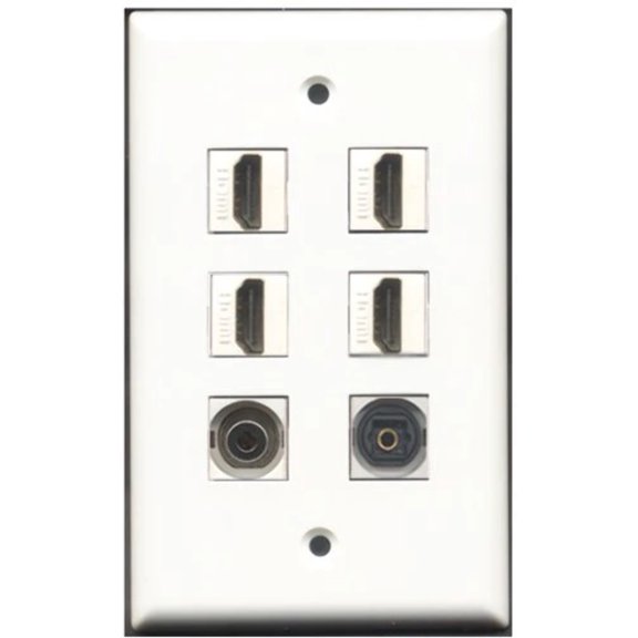 RiteAV - 4 Port HDMI 1 Toslink 1 3.5mm Wall Plate