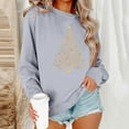 thumbnail image 2 of VKOYWKM Christmas Tree Print Sweatshirts for Women Christmas Sweatshirt Fleece Long Sleeve Crewneck Pullover Tops Holiday Gifts Oversized Sweatshirt, 2 of 7