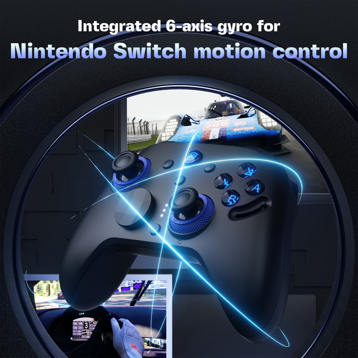 NYXI TMR Hall Effect Controller - Zero Drift, Adjustable Tension, Charging Dock, for Switch & PC