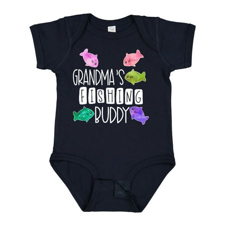 

Inktastic Grandma s Fishing Buddy with Colorful Fish Gift Baby Boy or Baby Girl Bodysuit