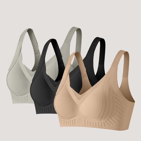 FITORON 3 Pack Womens Sports Bras Coffee, Medium High Impact Support Seamless, Racerback Moisture Wicking Workout Bra for Running Gym Yoga Plus Size,Size XL