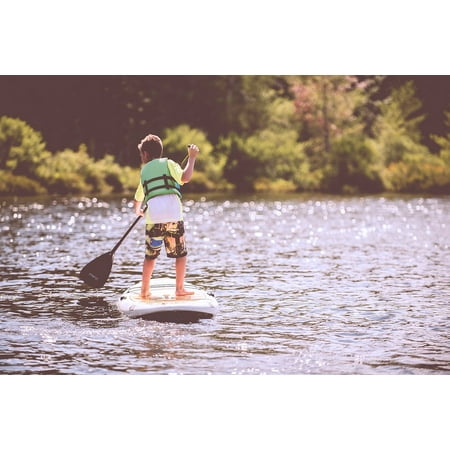 Canvas Print Lake Sailing Paddle Board People Kid Child Boy Stretched Canvas 10 x