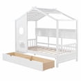 thumbnail image 4 of Lit Cabane en Bois Format Simple avec 2 Tiroirs, Lit pour Enfants avec Tablette de Rangement, Blanc, 4 of 8