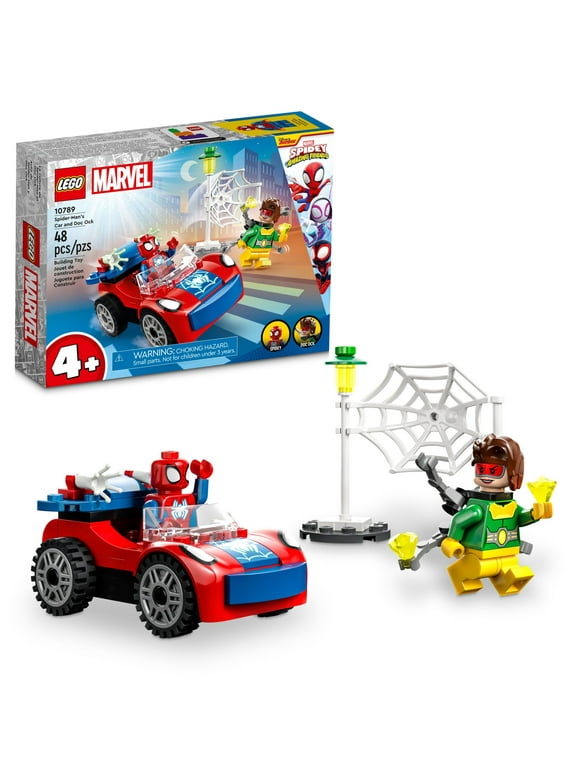 LEGO Marvel Spider-Man's Car and Doc Ock Set 10789, Spidey and His Amazing Friends Buildable Toy for Kids 4 Plus Years Old with Glow in the Dark Pieces
