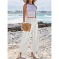 thumbnail image 5 of ZANKLEY Womens High Waist Smocked Wide Leg Flowy Pocketed Summer Lounge Beach Casual Pants, 5 of 13