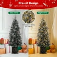 thumbnail image 4 of EcoSummer 4.5ft Slim Pre-Lit Christmas Tree with 200 Warm White Lights, Artificial Small Xmas Tree with Berries & Light-Up Base, Pencil Thin Holiday Decor for Home, Party, Apartment, 4 of 7