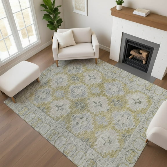 Addison Rugs Mayfield Premium Machine Washable Transitional Border Wheat Rectangle Rug, 10' x 14'