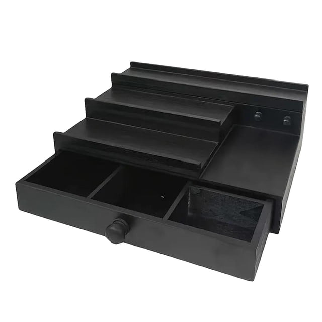 Soporte de perfume de madera, organizador de escritorio para tocador, construcción robusta, negro para hombre, estante multiusos, soporte de perfume