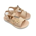 thumbnail image 6 of FINALGANG Kids Girls Open Toe Sandals With Butterfly Flower Appliques Pearl Accent Adjustable Hook And Loop Strap Soft Sole Shoes For Summer Daily Play White 10-10.5 Years, 6 of 7
