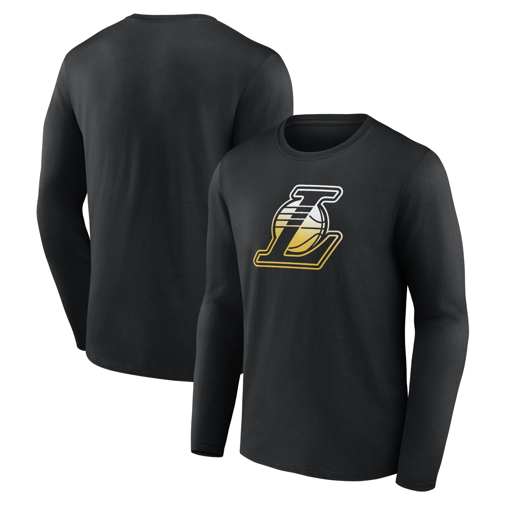Men's Black Los Angeles Lakers Gradient Logo Long Sleeve T-Shirt